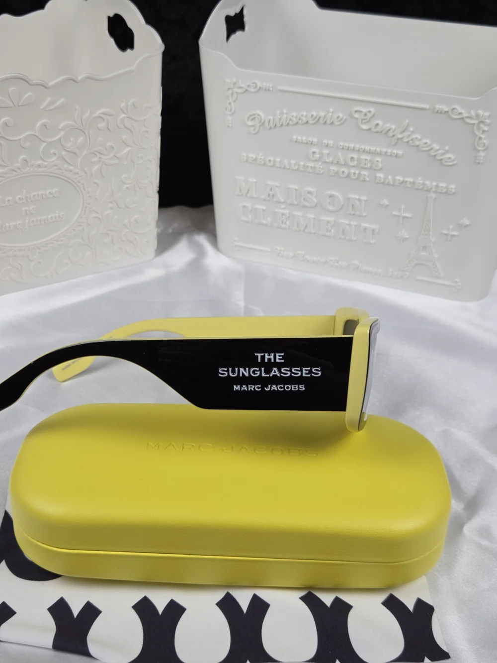 Marc Jacobs 'The Sunglasses' Black & Yellow Rectangular Sunglasses